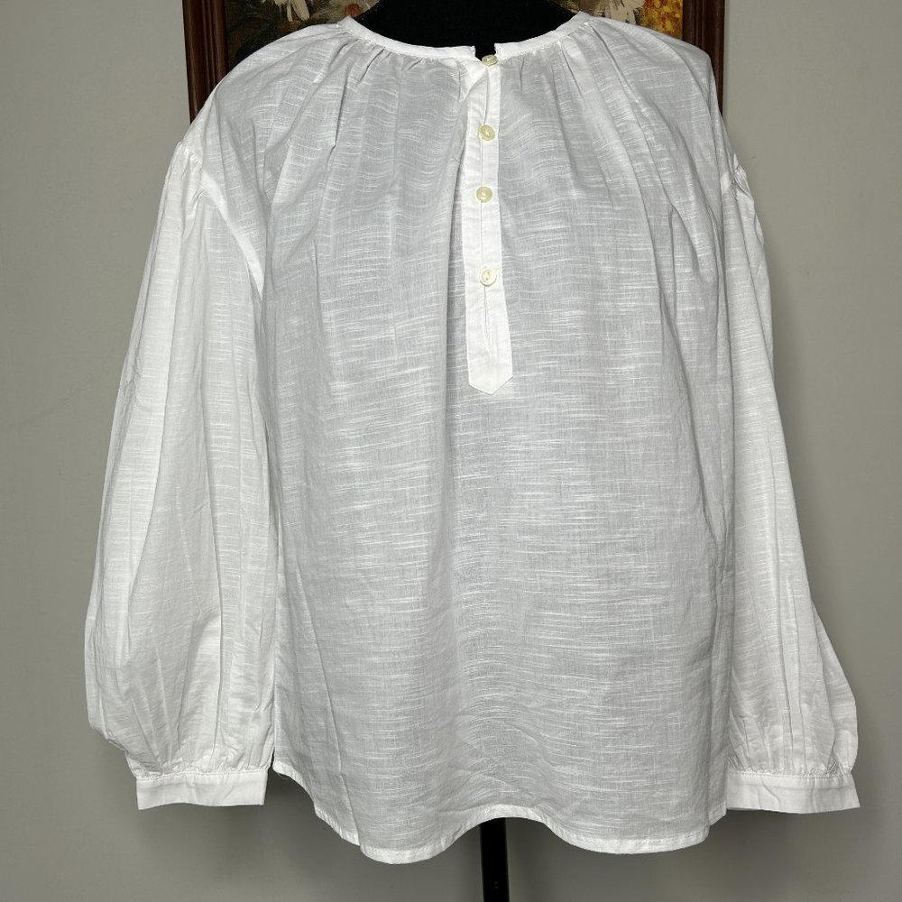Universal Thread Button Top Blouse Women's S Collarless Bishop Sleeve White NWT